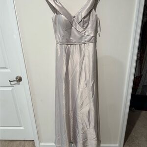 Mori Lee Satin Cream Maxi Dress